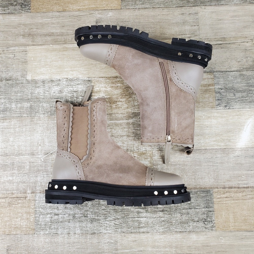 Free People Women Tate Leather Moto Boots Sz 7.5 Biker Studded Zip NEW NWOB - Picture 2 of 9